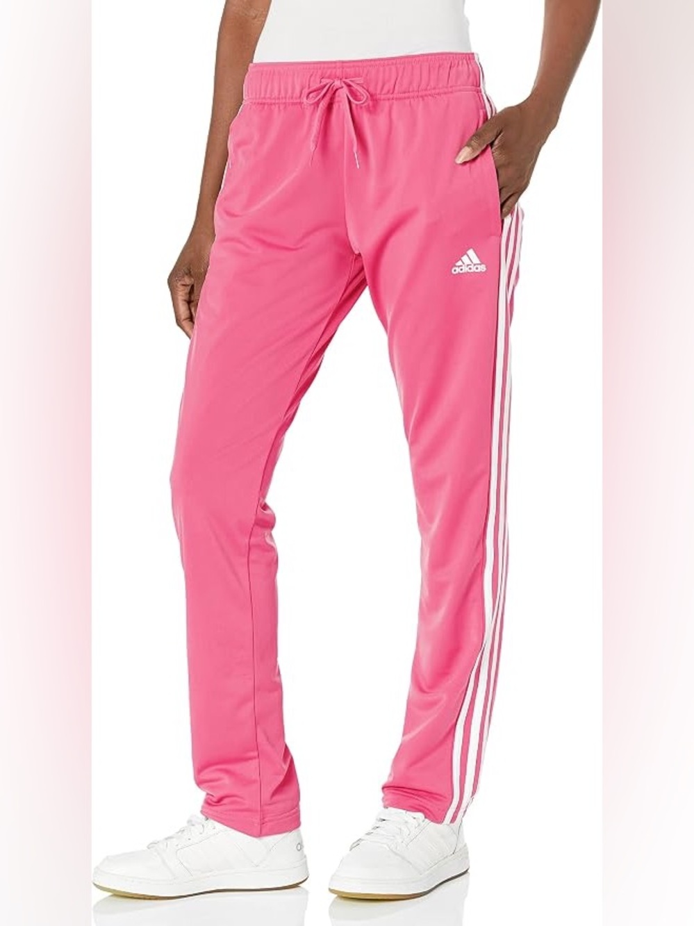 adidas Women’s Hot Pink Track Joggers with White Stripes Size Medium